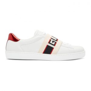 Gucci White New Ace Elastic Band Sneakers (523469 0FIV0)