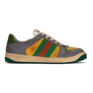 Gucci Yellow and Grey Screener Sneakers (546163 0YI20)