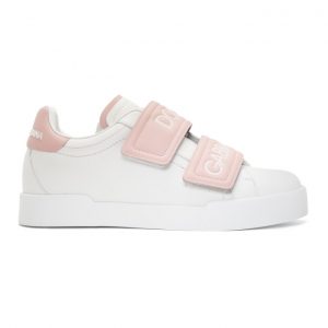 Dolce and Gabbana White and Pink Strap Sneakers (CK1601 AH361)