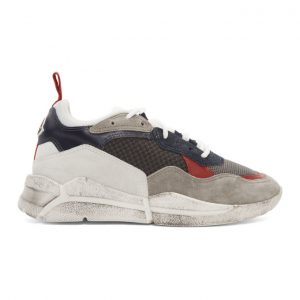 Moncler Grey and Blue Calum Sneakers (E209A 10326 0002S0B39)