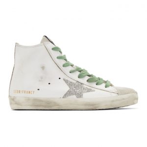 Golden Goose White and Silver Francy Sneakers (G35WS591.B90)
