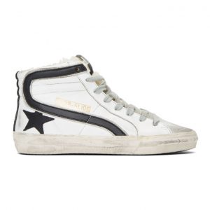 Golden Goose White Shearling Slide High-Top Sneakers (G35WS595.A41)