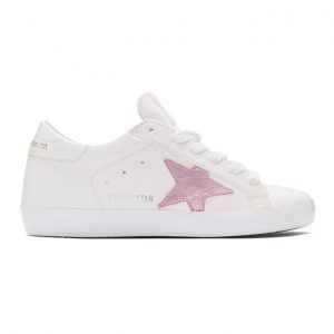 Golden Goose White and Pink Superstar Sneakers (G35WS590.O88)
