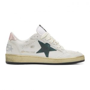Golden Goose White and Green Superstar Sneakers (G35WS592.V1)