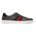 Gucci Black and Grey Supreme Ace GG Tiger Sneakers (429445 G0K20)