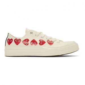 Comme des Garcons Play Off-White Converse Edition Multiple Hearts Chuck 70 Low Sneakers (P1K117)
