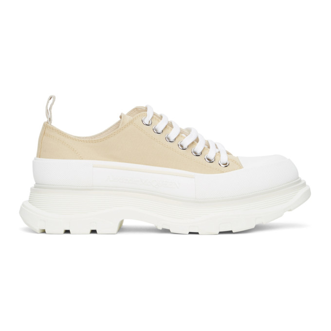 Alexander McQueen Tan Canvas Platform Sneakers (611705W4L3A)