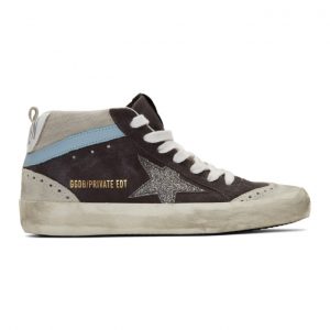 Golden Goose SSENSE Exclusive Grey Suede Glitter Mid Star Sneakers (F36WS634.Z8)