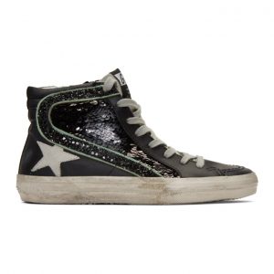 Golden Goose Black Sequin Slide Sneakers (G36WS595.A90)