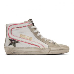 Golden Goose White and Pink Camo Slide Sneakers (G36WS595.A78)