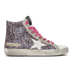 Golden Goose Multicolor and Grey Glitter Francy Sneakers (G36WS591.C68)