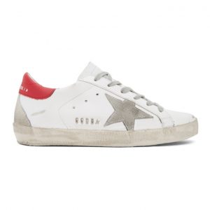 Golden Goose White and Red Superstar Sneakers (G36WS590.U89)