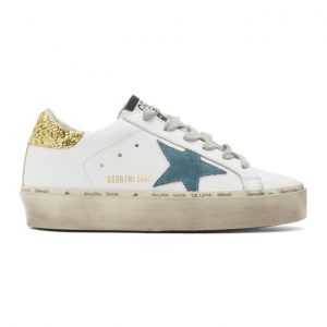 Golden Goose White Glitter Hi Star Sneakers (G36WS945.N2)