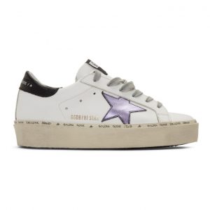 Golden Goose White and Purple Hi Star Sneakers (G36WS945.M2)