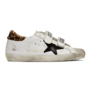 Golden Goose White Leopard Pony Old School Sneakers (G36WS206.B3)