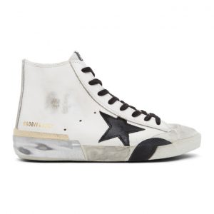 Golden Goose White and Black Francy Sneakers (G36MS591.C65)