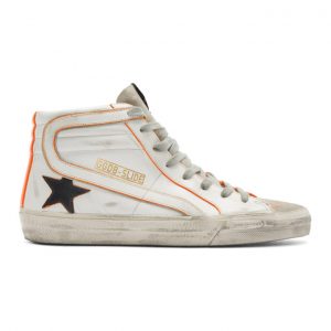 Golden Goose White and Orange Slide High-Top Sneakers (G36MS595.A86)