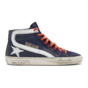 Golden Goose Navy Leather Slide Sneakers (G36MS595.A88)