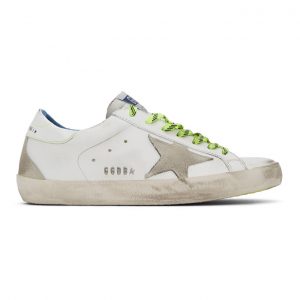 Golden Goose White Fluorescent Superstar Sneakers (G36MS590.U67)