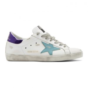 Golden Goose White and Blue Superstar Sneakers (G36MS590.U72)