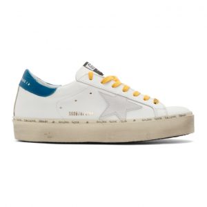 Golden Goose White and Blue Hi Star Sneakers (G36MS945.O7)