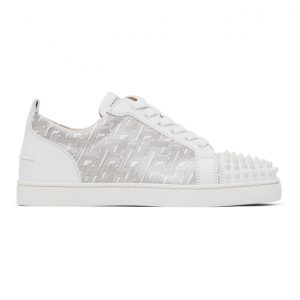 Christian Louboutin White Louis Junior Spikes Orlato Sneakers (1200146)