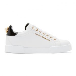 Dolce and Gabbana White Pearl Portofino Sneakers (CK1602 AH506)