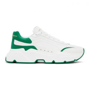 Dolce and Gabbana White and Green Daymaster Sneakers (CS1791 AX589)