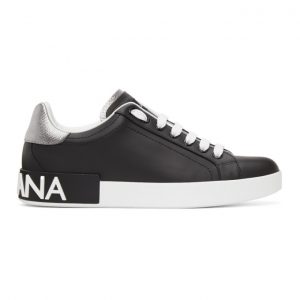 Dolce and Gabbana Black and White Portofino Sneakers (CS1760 AH527)