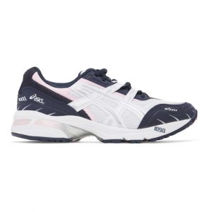 Asics White and Navy GEL-1090 Sneakers (1022A289.100)