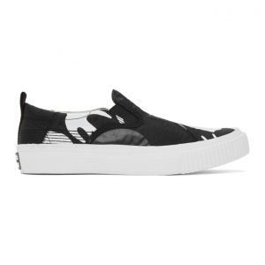 McQ Alexander McQueen Black and White Swallow Orbyt Slip-On Sneakers (621922R2692)