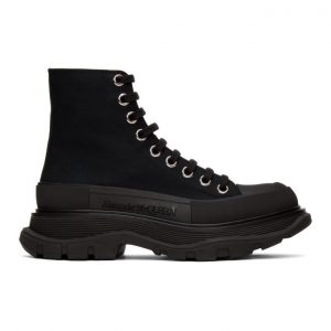 Alexander McQueen Black Tread Slick Platform High Sneakers (611706W4L32*)