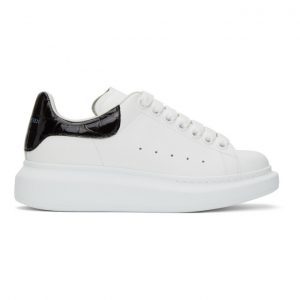 Alexander McQueen White and Black Croc Oversized Sneakers (553770WHXMY)