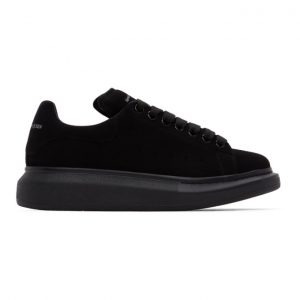 Alexander McQueen Black Velvet Oversized Sneakers (558943WHV67)