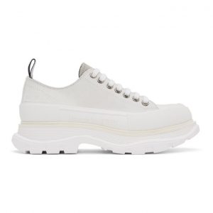 Alexander McQueen Off-White Suede Tread Slick Platform Sneakers (627225WHBGN)