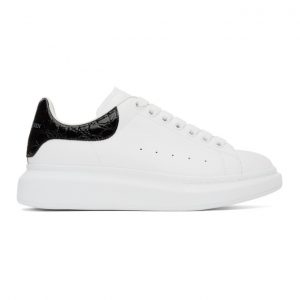Alexander McQueen White and Black Croc Oversized Sneakers (625162WHYB8)