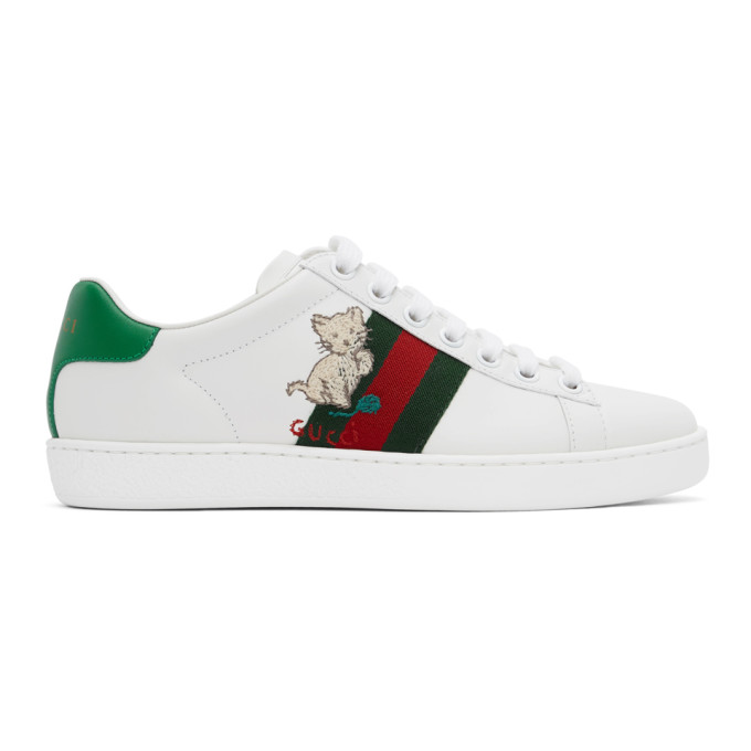 Gucci White Kitten Ace Sneakers (630616 1XG60)