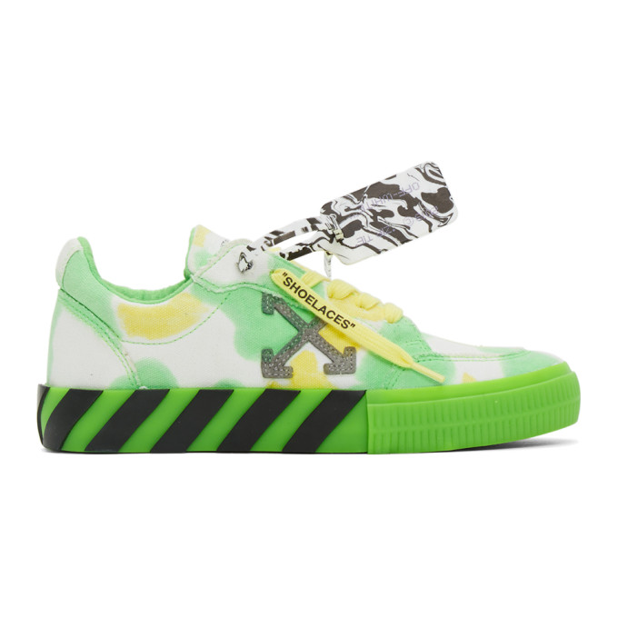 Off-White White and Green Vulcanized Low Sneakers (OWIA178E20FAB0025555)