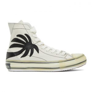 Palm Angels White Palm Vulcanized High Top Sneakers (PWIA027F20LEA0010110)