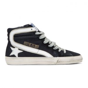 Golden Goose Navy Slide High-Top Sneakers (GCOWS595.A2)