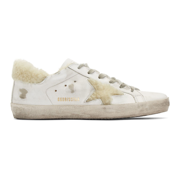 Golden Goose White Shearling Superstar Sneakers (G35WS590.L59)