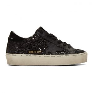 Golden Goose Black Glitter Hi Star Sneakers (G35WS945.K6)