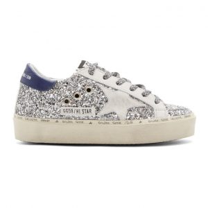 Golden Goose Silver Glitter Hi Star Sneakers (G35WS945.K7)