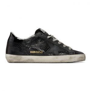 Golden Goose Black Snake Superstar Sneakers (G35WS590.R65)