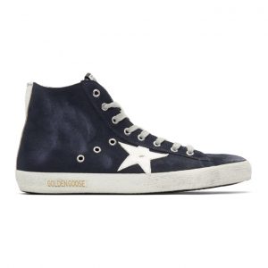 Golden Goose Navy Suede Francy Sneakers (GCOMS591.N2)