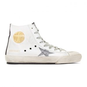 Golden Goose White and Grey Canvas Francy Sneakers (G35MS591.C21)