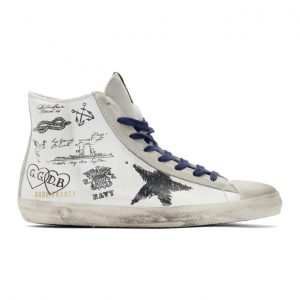 Golden Goose White Leather Message Francy Sneakers (G35MS591.C25)