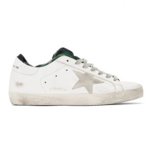 Golden Goose White Check Sock Superstar Sneakers (G35MS590.P19)