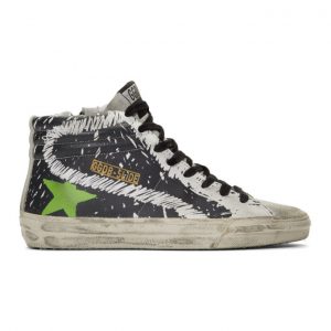 Golden Goose Black and White Marker Slide Sneakers (G35MS595.A54)