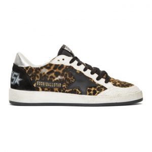 Golden Goose Tan and Black Calf-Hair Animalier Ball Star Sneakers (G35MS592.A18)